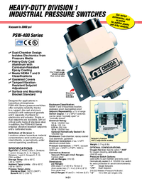 Thumbnail of document Data Sheet - PSW-401 Heavy Duty Industrial NEMA-9 Pressure Switch